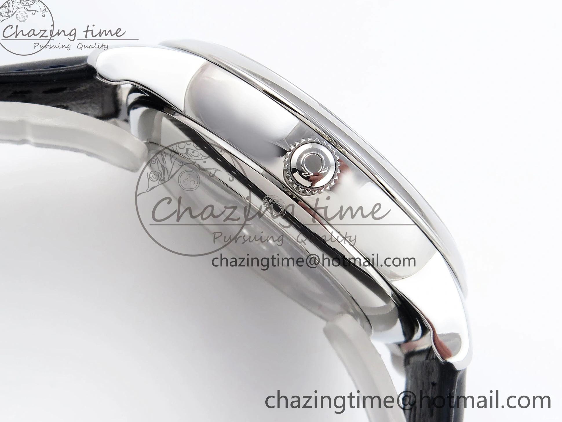 0208 Soft De Ville Date SS MKF 1:1 Best Edition Blue Dial Roman Marker on Black Leather Strap A 7745